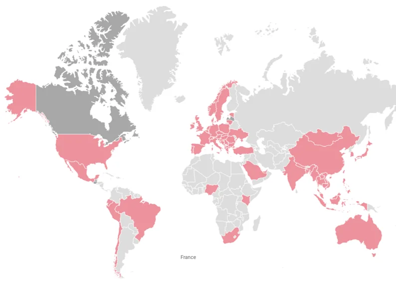 Carte ETL international